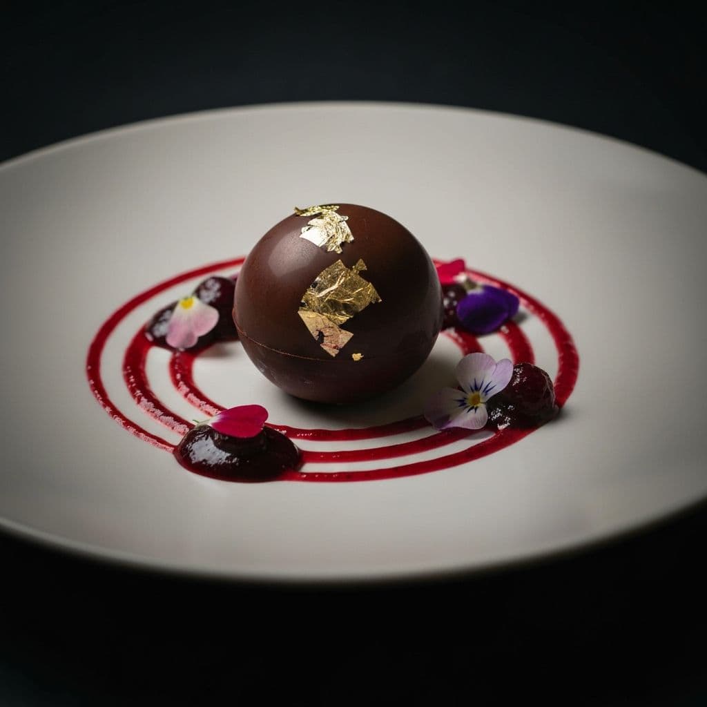 Artisanal chocolate dessert with gold leaf