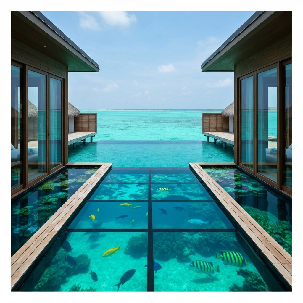 Luxury overwater villa with infinity pool in Maldives