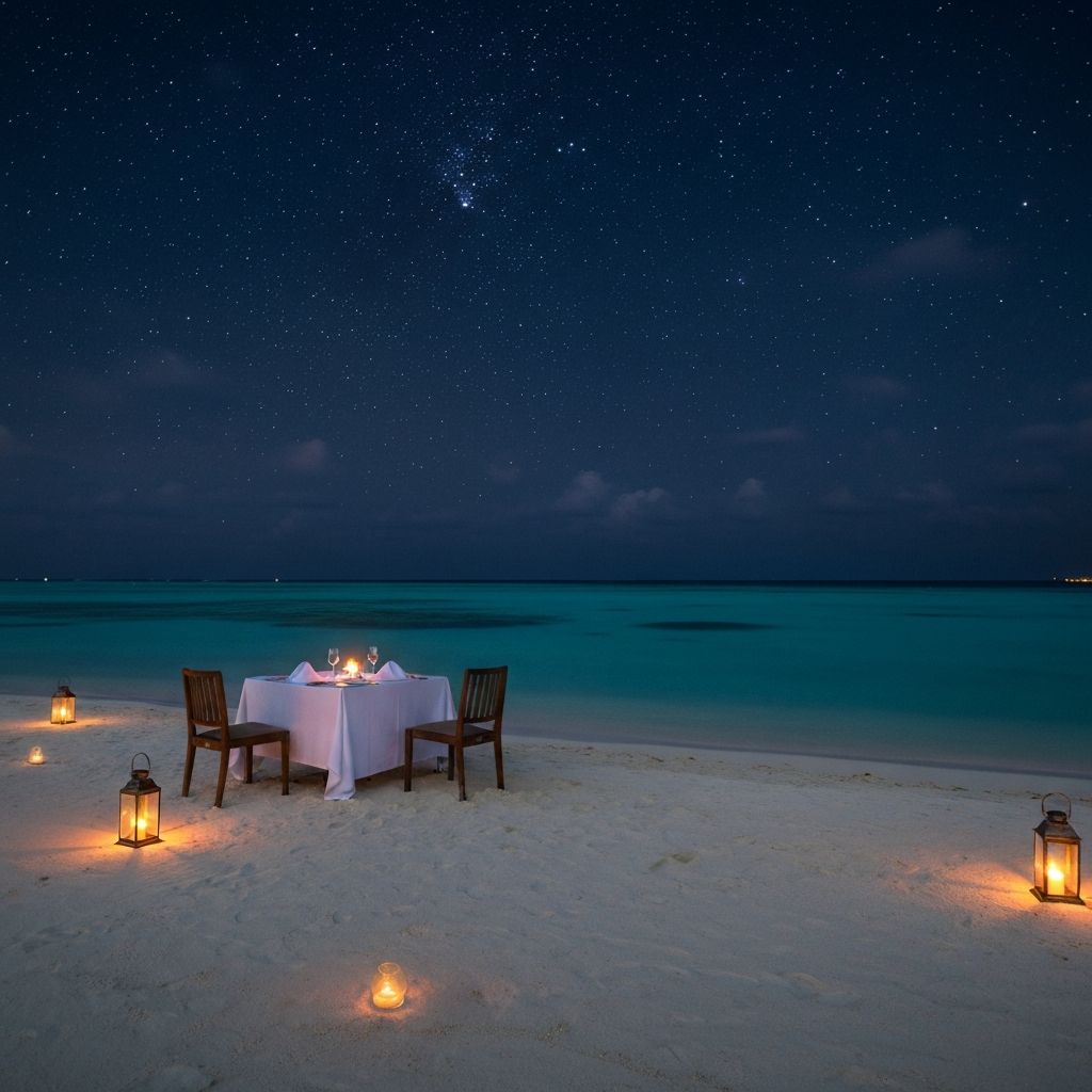 Private sandbank dinner under the stars in the Maldives