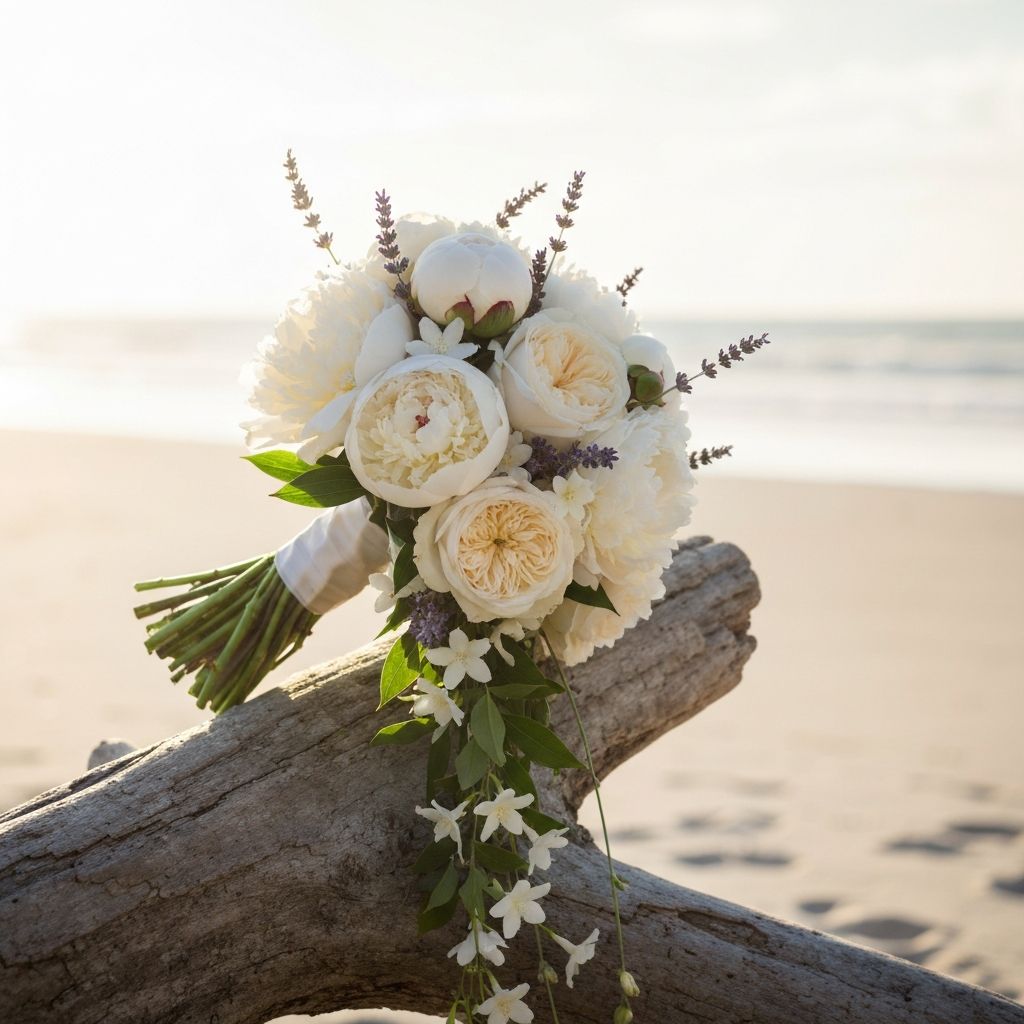 Bridal bouquet of peonies and garden roses